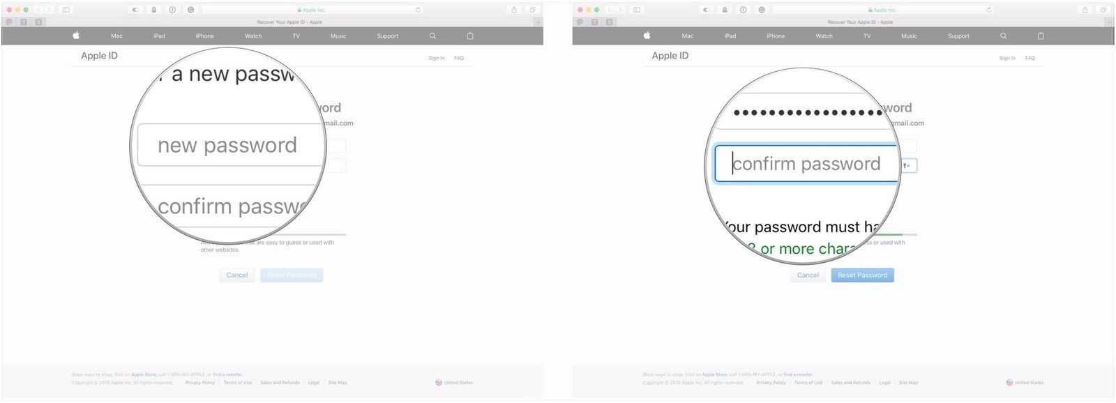 Введите новый пароль, введите снова